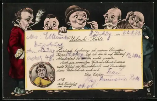 AK Urlaubs-Karte, Urlaub von der Ehefrau