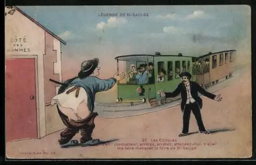 AK St-Saulge, Mann verpasst die Bahn nach dem Tiolettangang