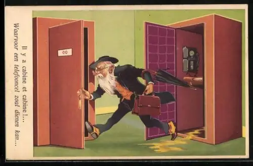 AK Greis hat Telefonzelle und stilles Örtchen verwechselt