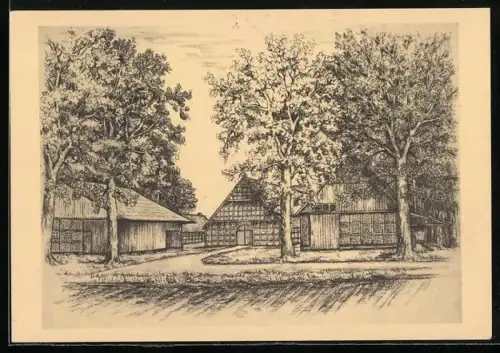Künstler-AK Kroge / Walsrode, Hof von Norden