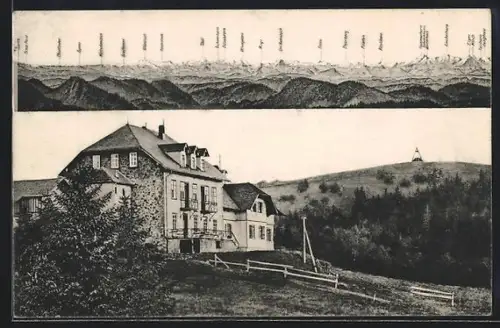 AK Kandel / Schwarzwald, Hotel und Rasthaus Kandel, Karte vom Umland