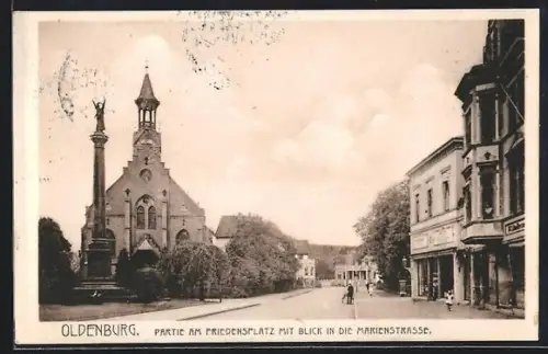 AK Oldenburg / Gr., Friedensplatz mit Blick in die Marienstrasse
