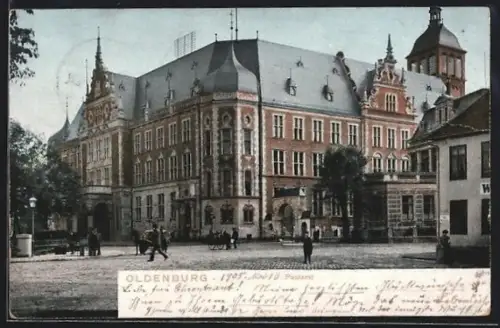 AK Oldenburg / Gr., Postamt mit Strassenpartie