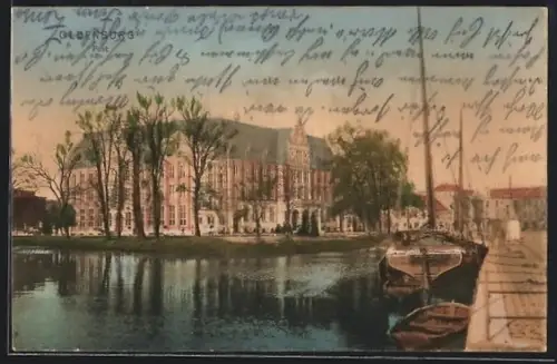 AK Oldenburg / Gr., Blick auf die Post und Wasser