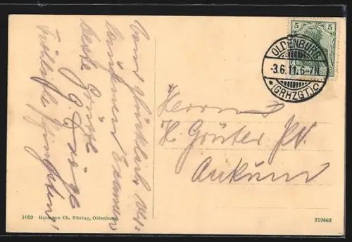 AK Oldenburg / Gr., Strassenpartie mit Post