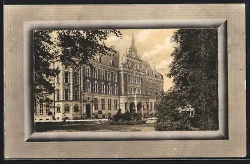 AK Oldenburg / Gr., Strassenpartie mit Post, Passepartout