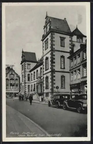 AK Merzig, Stadthaus (ehem. Kurfürstl. Trier. Jagdschloss), Strassenpartie