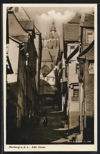 AK Marburg a. d. L., Alte Gasse, Kirche, Strassenpartie