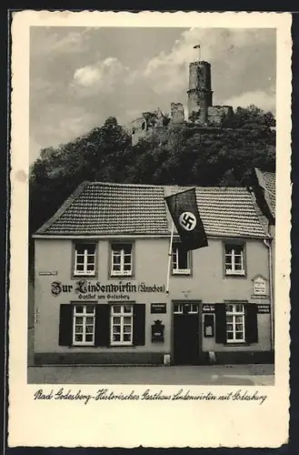 AK Bad Godesberg, Historisches Gasthaus Lindenwirtin mit Godesburg, 