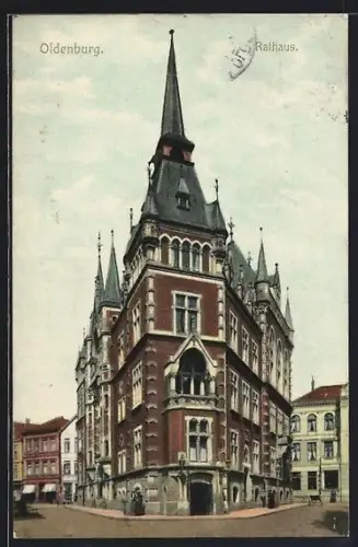 AK Oldenburg / Gr., Rathaus mit Strassen