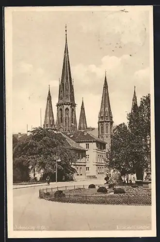 AK Oldenburg i. O., Lambertikirche mit Anlage u. Strasse