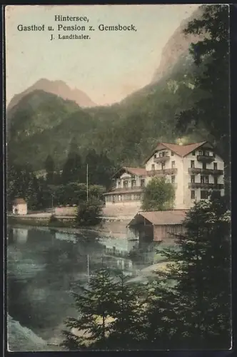 AK Hintersee / Ramsau, Gasthof - Pension zum Gemsbock, J. Landthaler