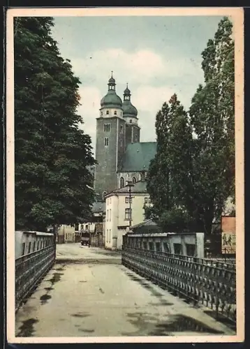 AK Plauen i. V., Johanniskirche, Brücke, Strassenpartie