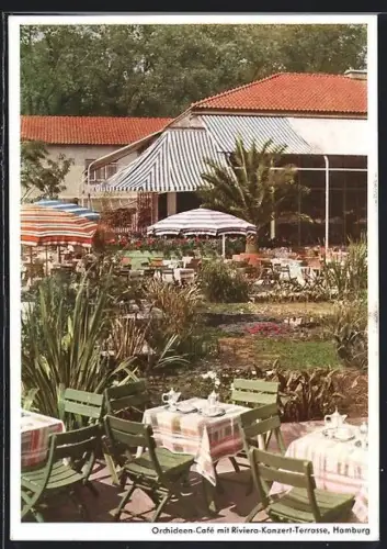 AK Hamburg, Orchideen-Café mit Riviera-Konzert-Terrasse, Planten und Blomen