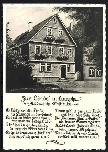 AK Laasphe, Gasthaus Zur Linde, Altdeutsche Gaststube, Inh. Karl Benner