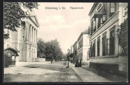 AK Oldenburg i. Gr., Strasse Theaterwall