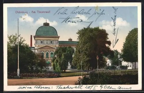AK Oldenburg / Gr., Strasse Theaterwall