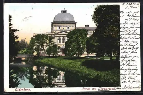 AK Oldenburg / Gr., Strasse Theaterwall, Flusspartie