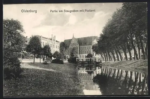 AK Oldenburg / Gr., Staugrabenstrasse mit Postamt