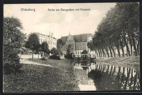 AK Oldenburg / Gr., Staugrabenstrasse mit Postamt