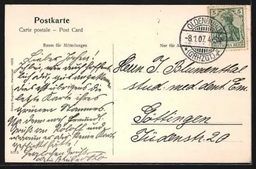 AK Oldenburg, Staugrabenstrasse, Partie am Staugraben