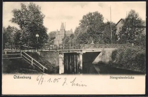 AK Oldenburg / Gr., Staugrabenbrücke, Staugrabenstrasse