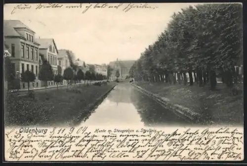 AK Oldenburg, Hunte mit Staugrabenstrasse und Staulinie