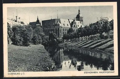 AK Oldenburg i. O., Staugrabenstrasse am Hauptpostamt