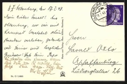 AK Oldenburg i. O., Hauptpostamt mit Staugrabenstrasse