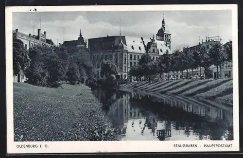 AK Oldenburg i. O., Staugrabenstrasse mit Blick zum Hauptpostamt