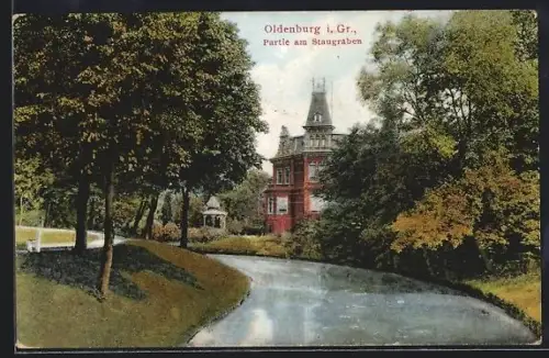 AK Oldenburg i. Gr., Staugrabenstrasse mit Partie am Staugraben