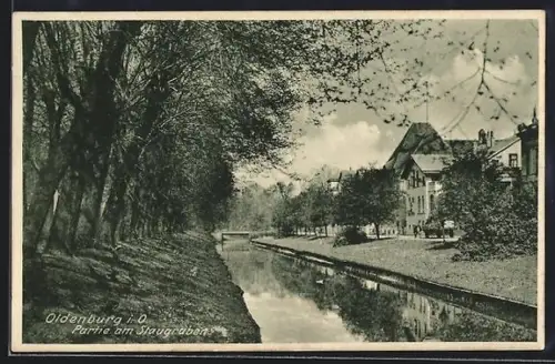 AK Oldenburg i. O., Staugrabenstrasse mit Partie am Staugraben