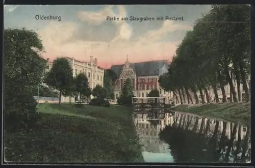 AK Oldenburg / Gr., Staugrabenstrasse mit Postamt