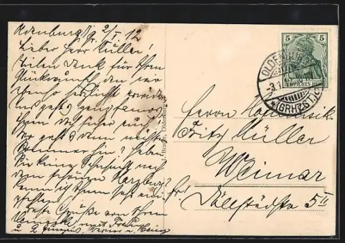 AK Oldenburg / Gr., Staugrabenstrasse mit Postamt