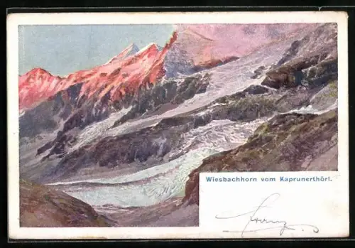 Künstler-Lithographie Edward Theodore Compton: Wiesbachhorn vom Kaprunerthörl