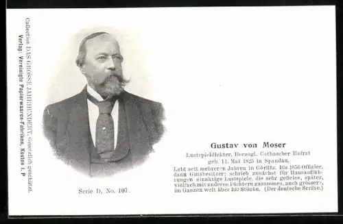 AK Portrait von Gustav v. Moser, Lustspieldichter