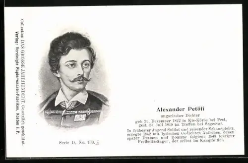 AK Alexander Petöfi, ungar. Dichter