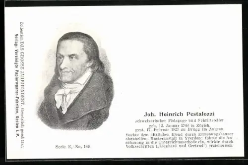 AK Portrait Joh. Heinrich Pestalozzi
