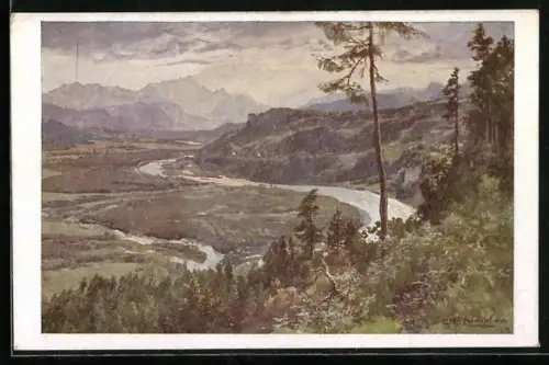 Künstler-AK Edward Theodore Compton: Panorama, Rosental in Kärnten