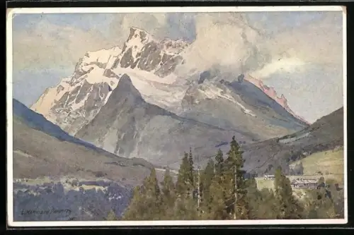 Künstler-AK Edward Harrison Compton: Hochkalter, Ansicht aus der Ferne