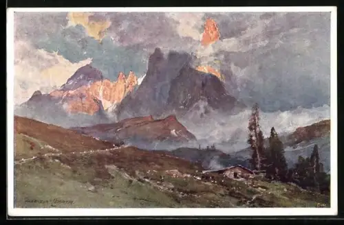 Künstler-AK Edward Harrison Compton: Passo di Rolle, Col Cimon della Pala