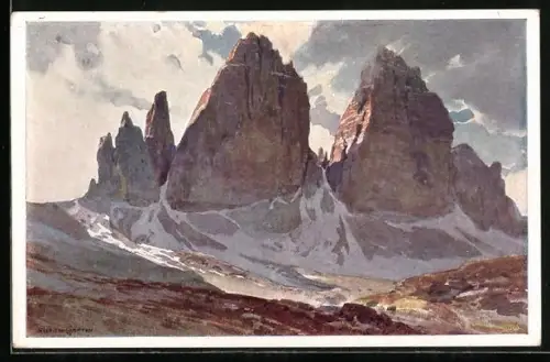 Künstler-AK Edward Harrison Compton: Auronzo di Cadore, Tre Cime di Lavaredo