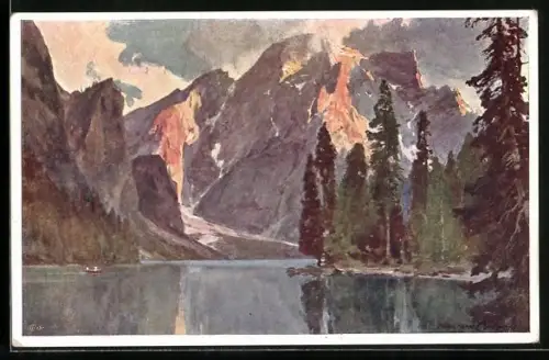 Künstler-AK Edward Harrison Compton: Lago di Braies, Dolomiti