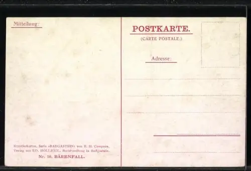 Künstler-AK Edward Harrison Compton: Gebirgsblick mit Bärenfall