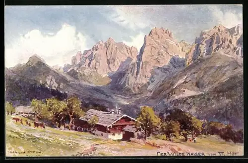 Künstler-AK Edward Harrison Compton: Wilder Kaiser vom VI. Hof gesehen