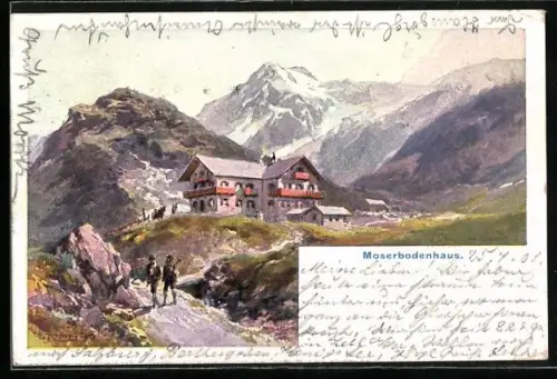 Künstler-Lithographie Edward Theodore Compton: Moserbodenhaus