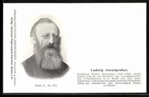 AK Ludwig Anzengruber, berühmter Wiener Dramatiker