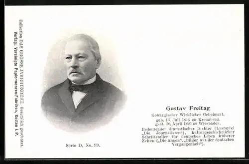 AK Portrait von Geheimrat Gustav Freytag