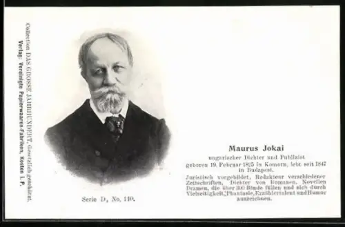 AK Portrait des ungarischen Dichters Maurus Jokai