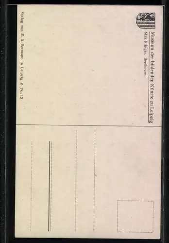 Künstler-AK Max Klinger: nackter Beethoven mit Tuch bedeckt auf einem Sofa